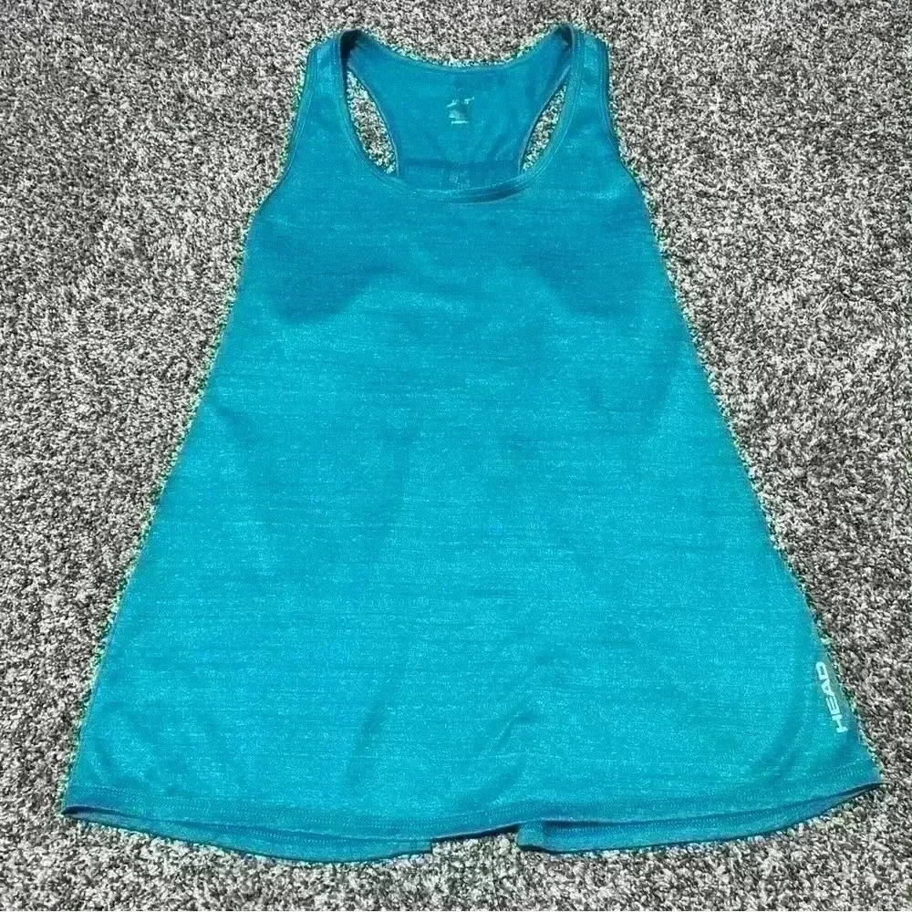 HEAD Tennis Tank Top Womens Size S Ladies Court Scoop Neck Open Back Turquoise